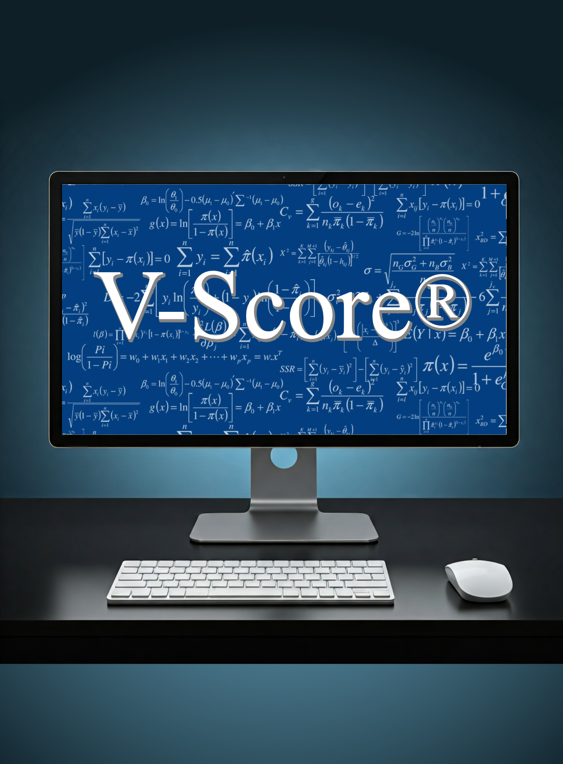 V-Score logo on a computer screen